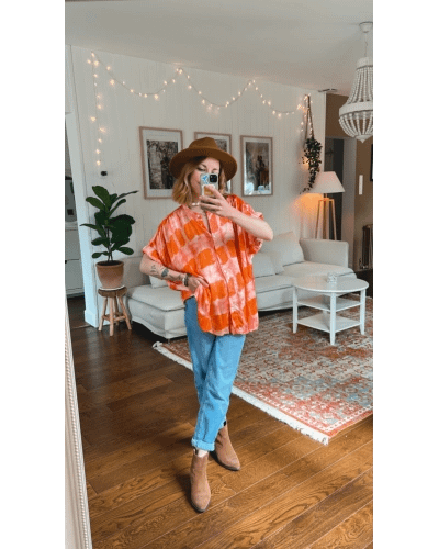 Chemise oversize orange bohème