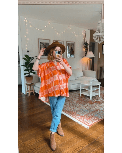 Chemise oversize orange bohème