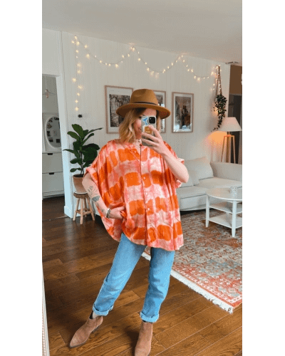 Chemise oversize orange bohème