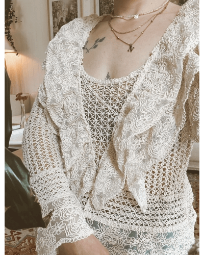 Blouse crochet et dentelle - Amina