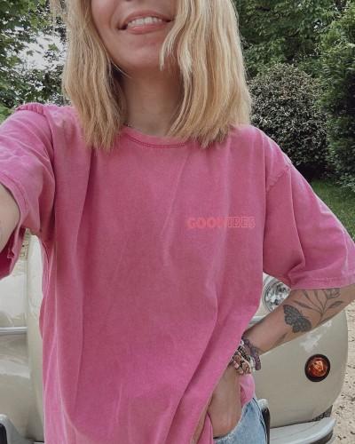 t-shirt rose good vibes oversize