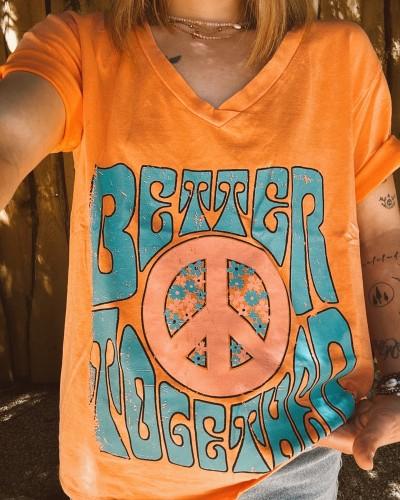 tee-shirt good vibes orange - PEACE