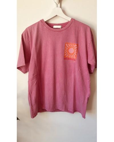 tee-shirt rose ou kaki van, palmier soleil  - TRAVEL