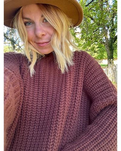 pull bohème oversize marron en maille LOUISETTE  - Loupiote