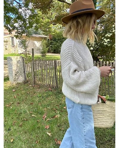 pull bohème crème en maille  - Loupiote