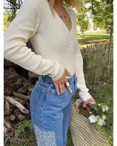 Petit pull vintage en maille bohème SOLANGE - Loupiote