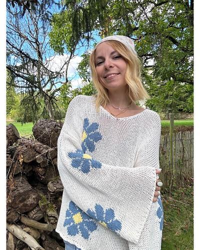 pull avec fleurs en maille de coton FLEUR- Loupiote